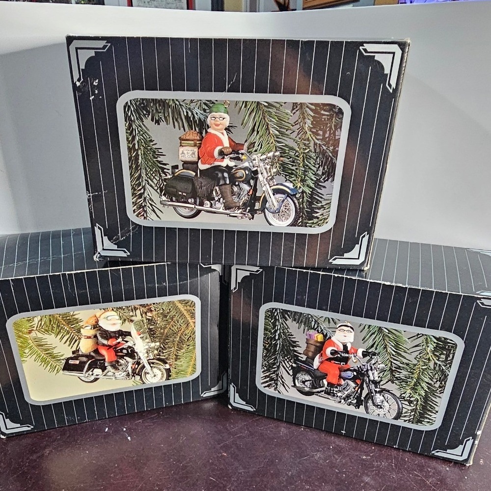 Harley-Davidson Christmasβ Ornament Lot King Road Leader Pack Queen Highway 3pc